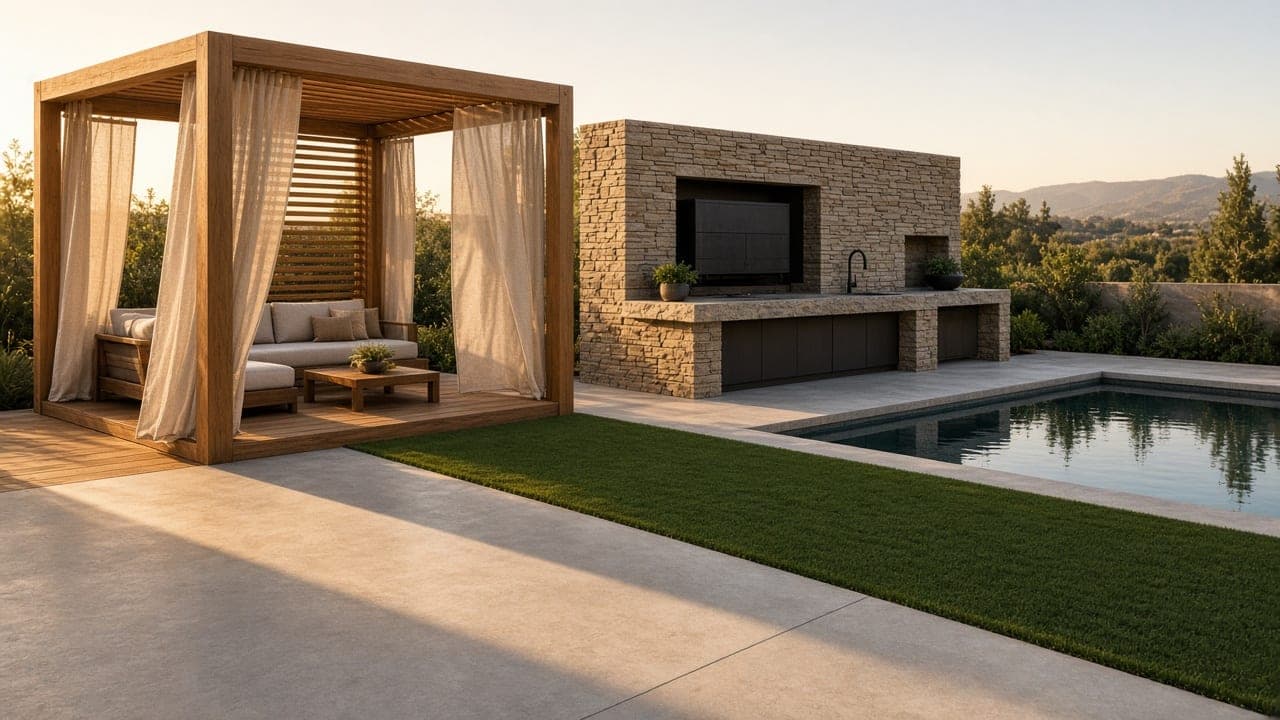 Contemporary terrace beside a residence